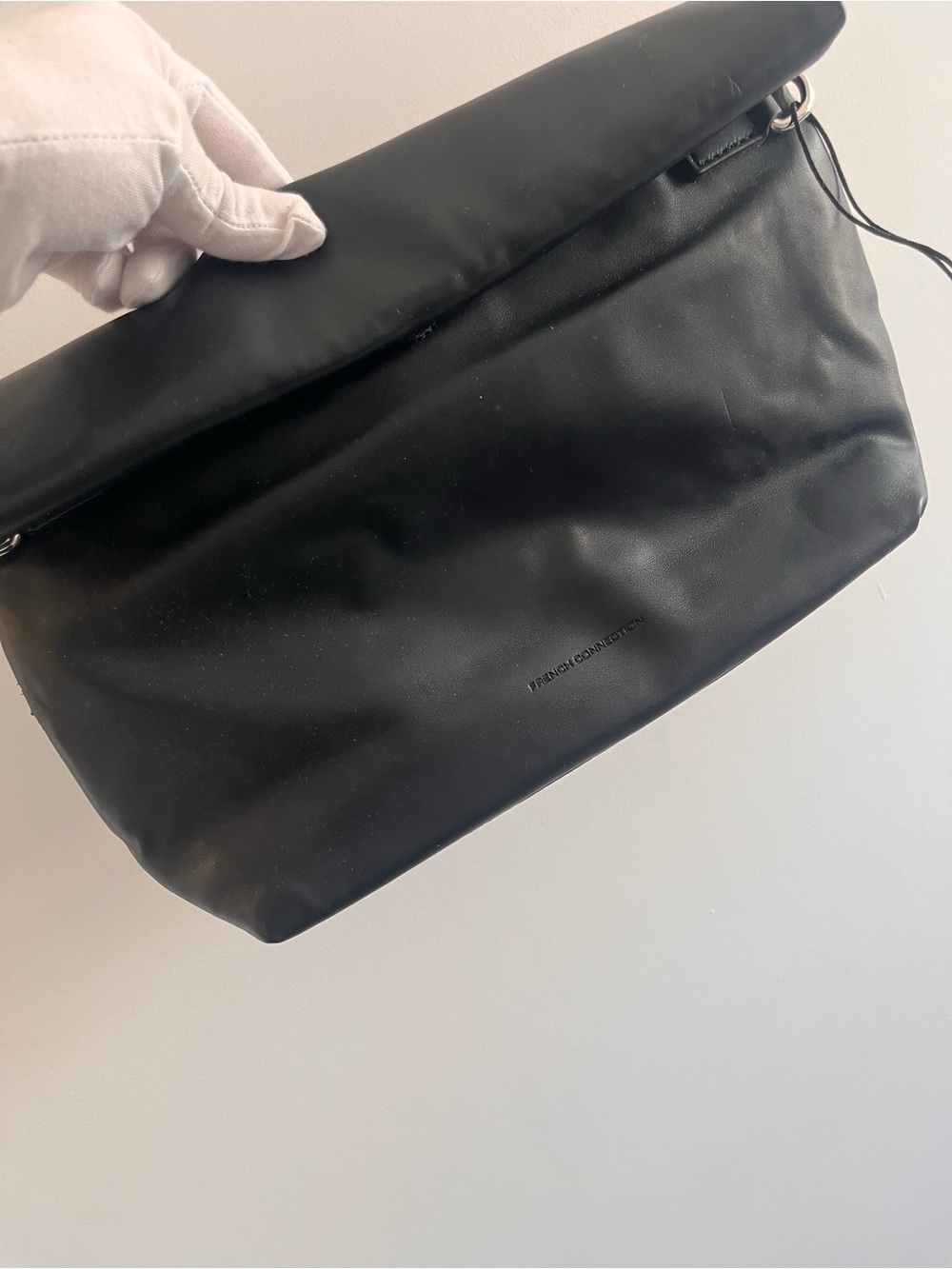 FCUK Black Fold-Over Vegan Leather Clutch (French Connection)